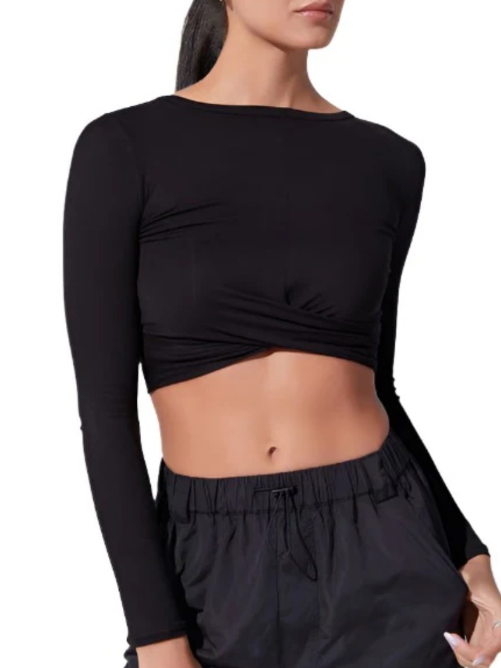 WORN ONCE Noli Wrap Top Rib - Black, size S
